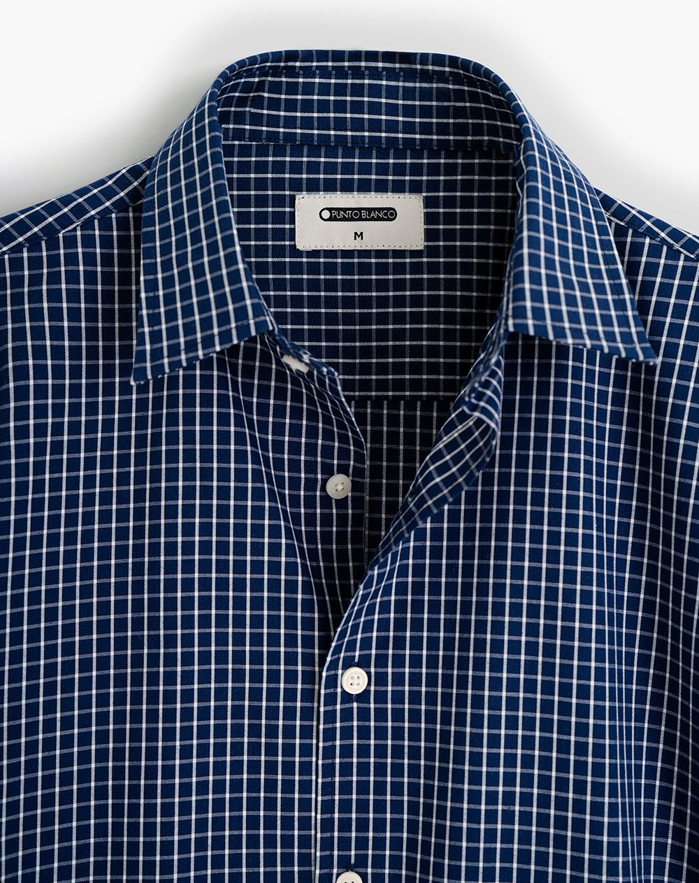 Camisa regular fit manga larga azul con cuadros