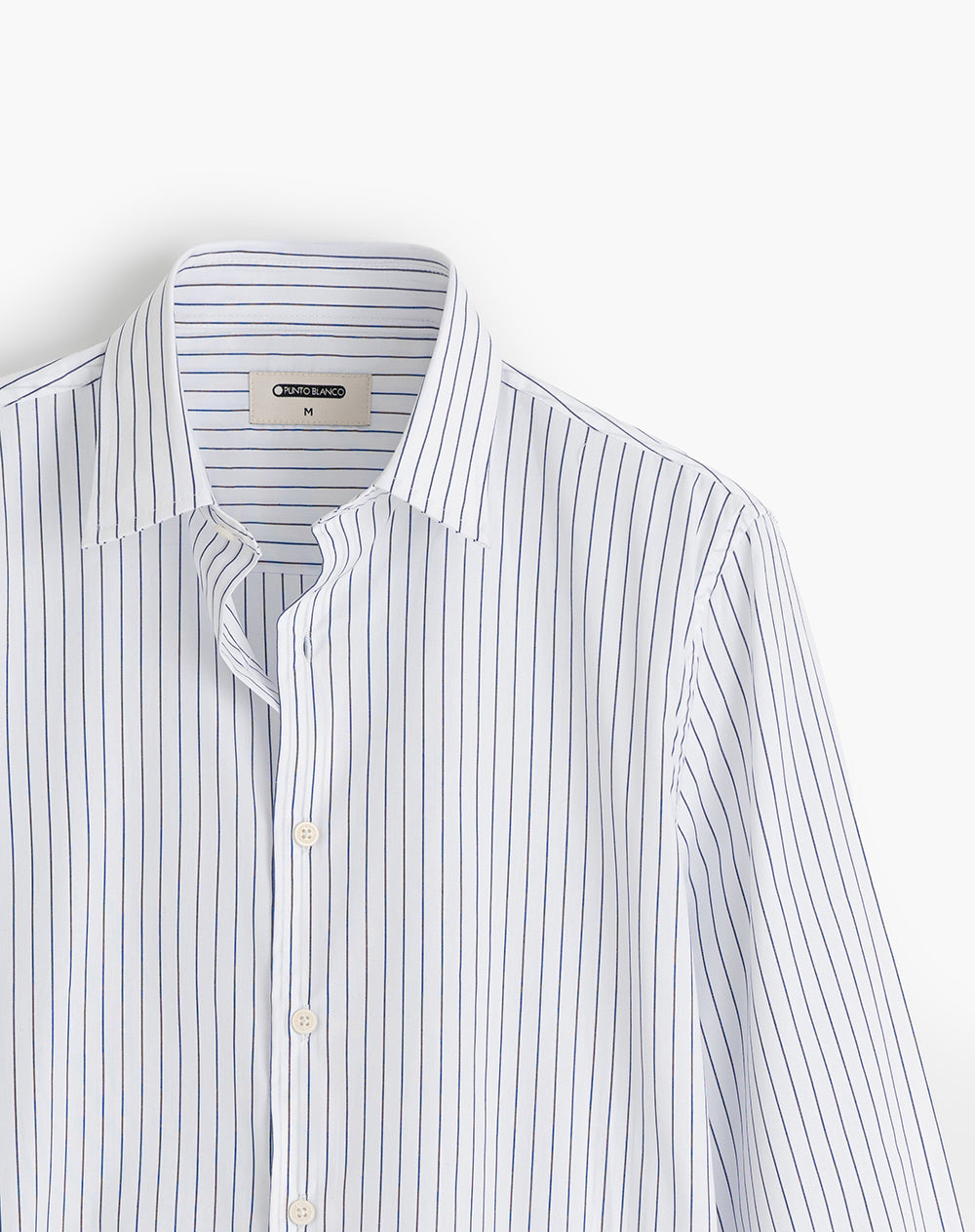 Camisa manga larga regular algodón blanco rayas hombre