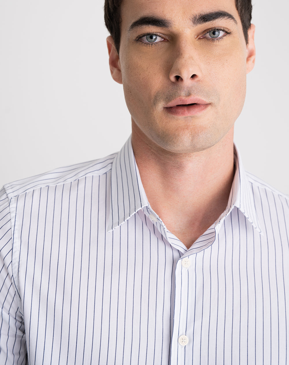 Camisa manga larga regular algodón blanco rayas hombre