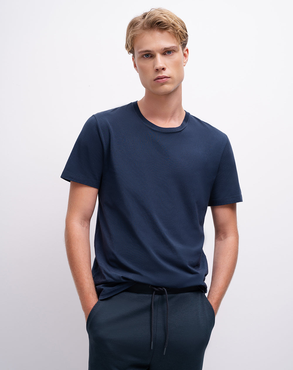 Jogger confort regular tacto suave azul hombre