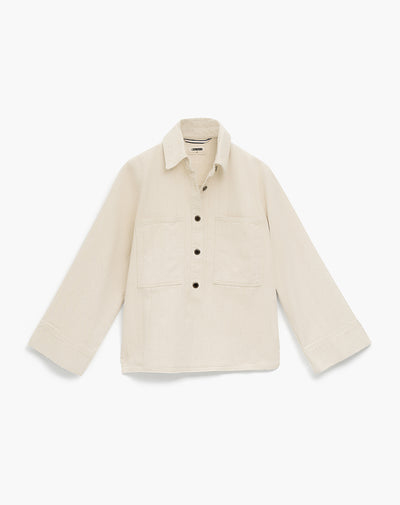 Camisa oversized fit manga larga denim habano