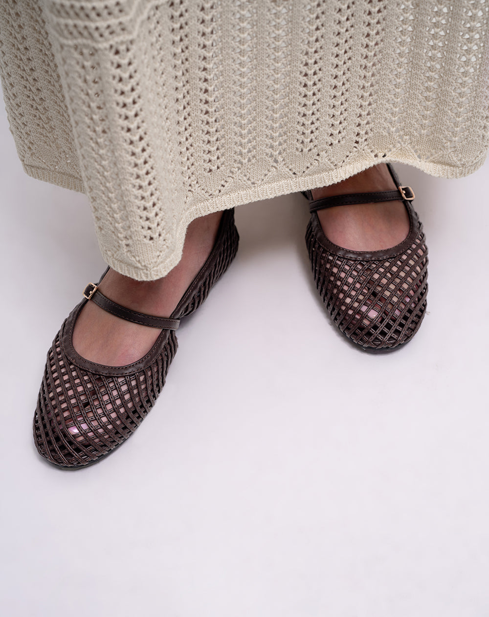 Bailarina trenzada café mujer