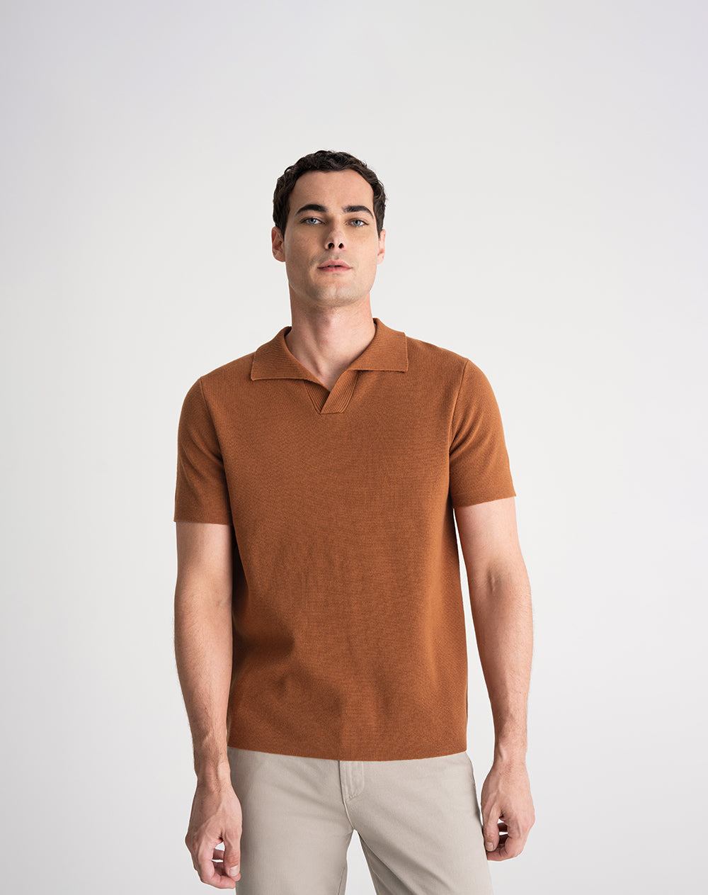 Polo regular fit café hombre