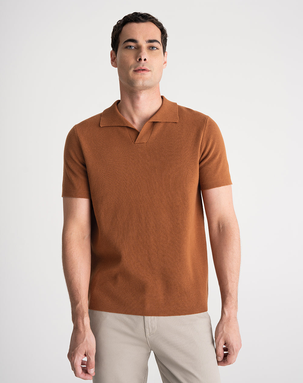 Polo regular fit café hombre