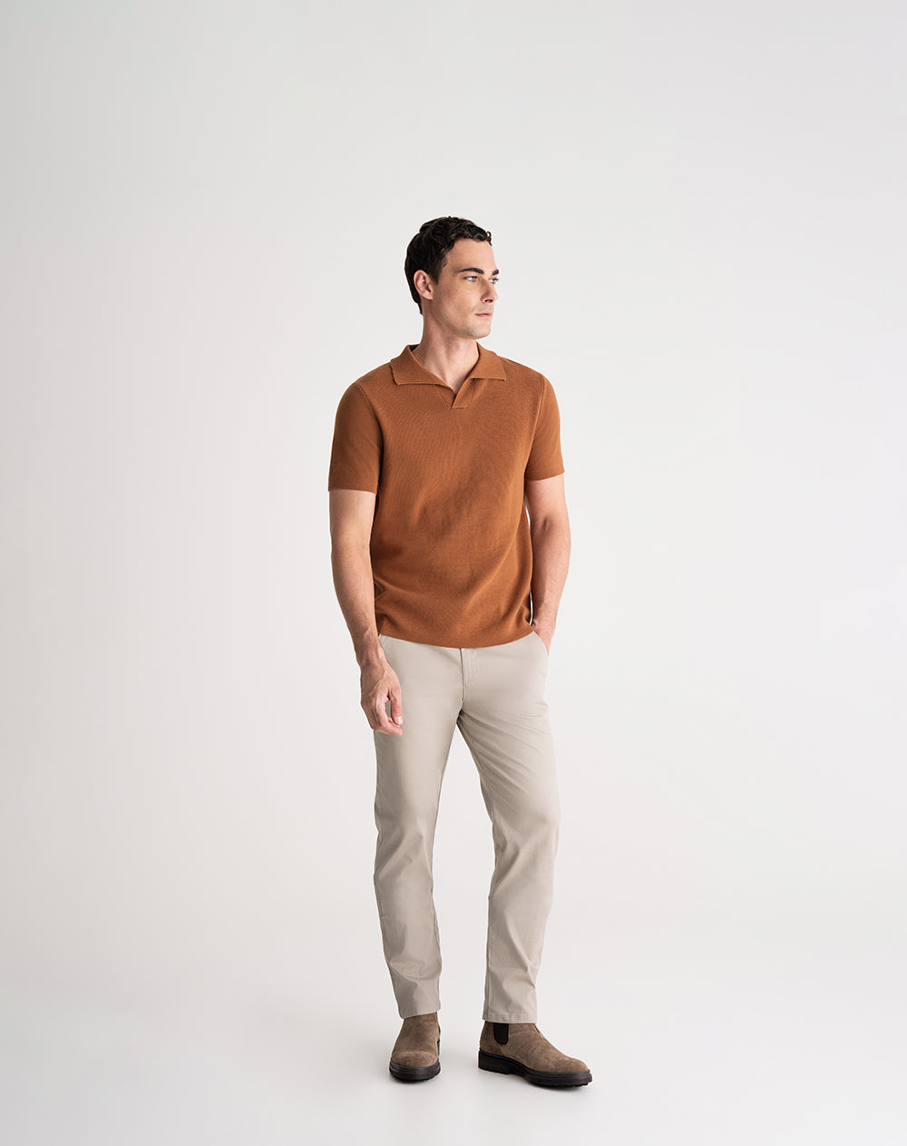 Polo regular fit café hombre