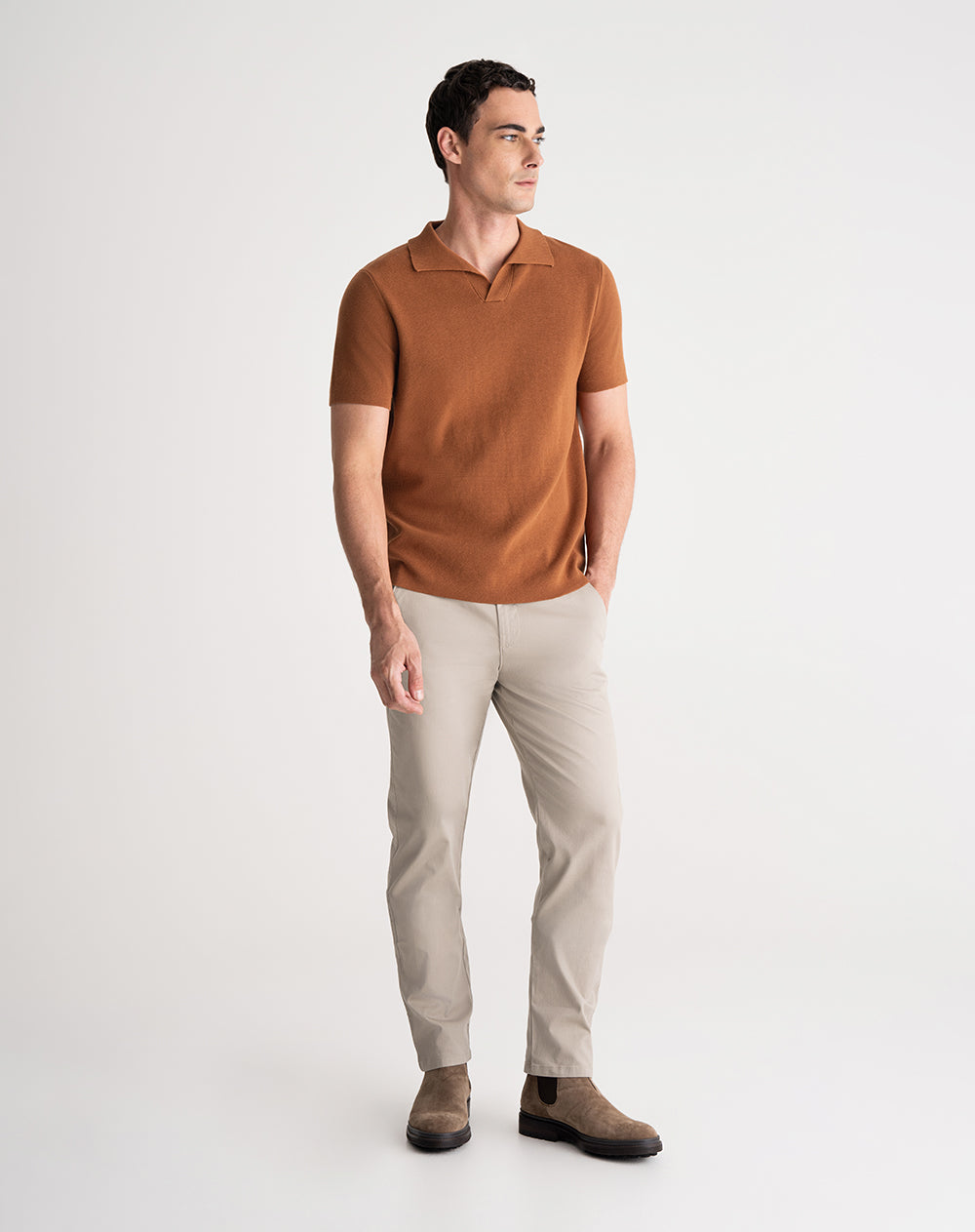 Polo regular fit café hombre