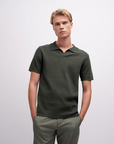 Polo regular tejido de punto algodón verde hombre