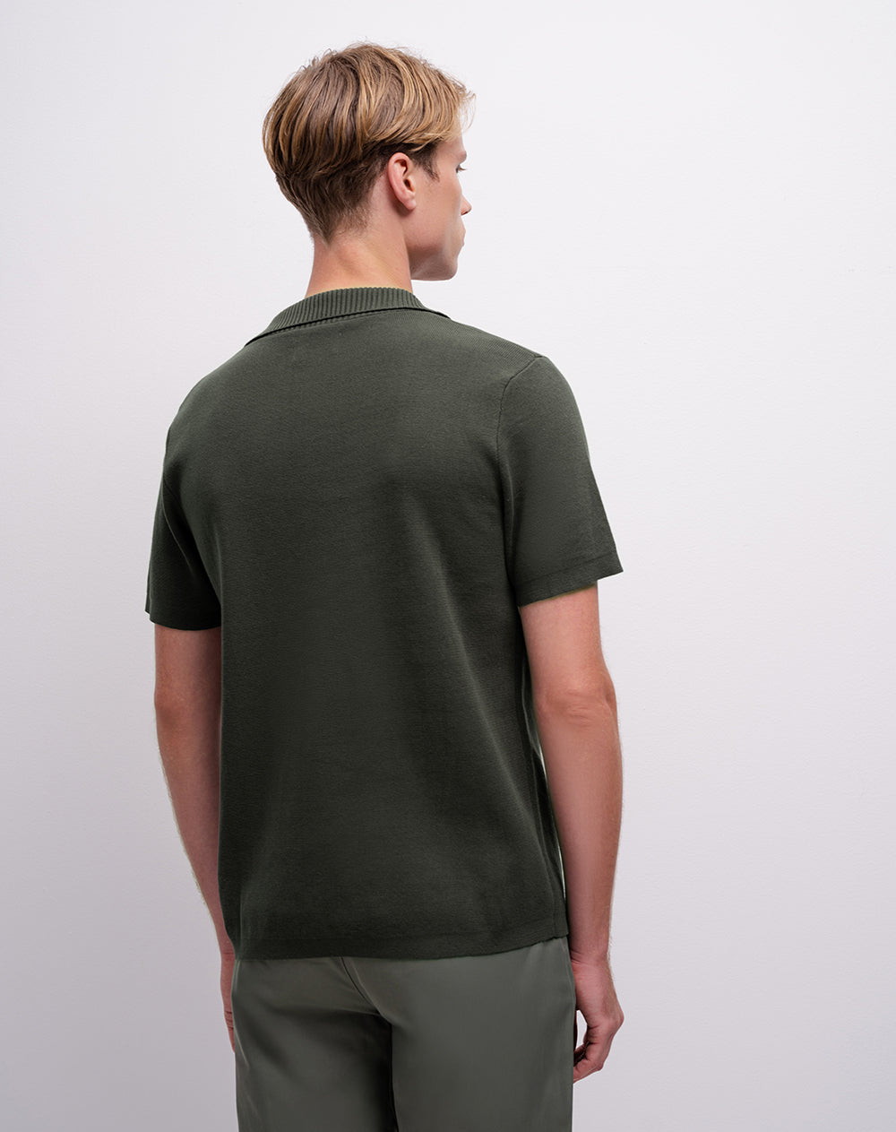 Polo regular tejido de punto algodón verde hombre