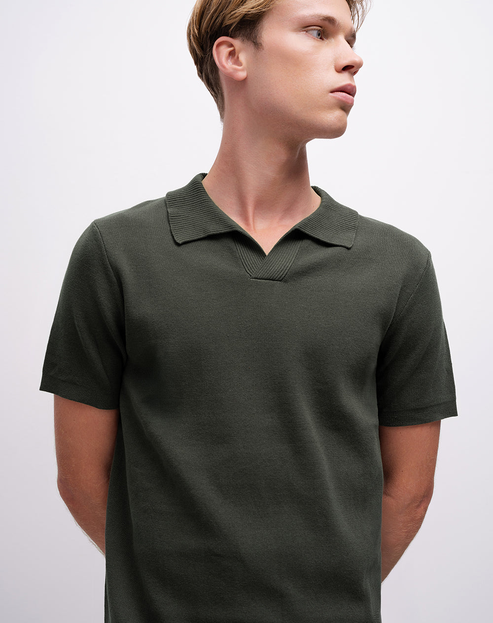 Polo regular tejido de punto algodón verde hombre