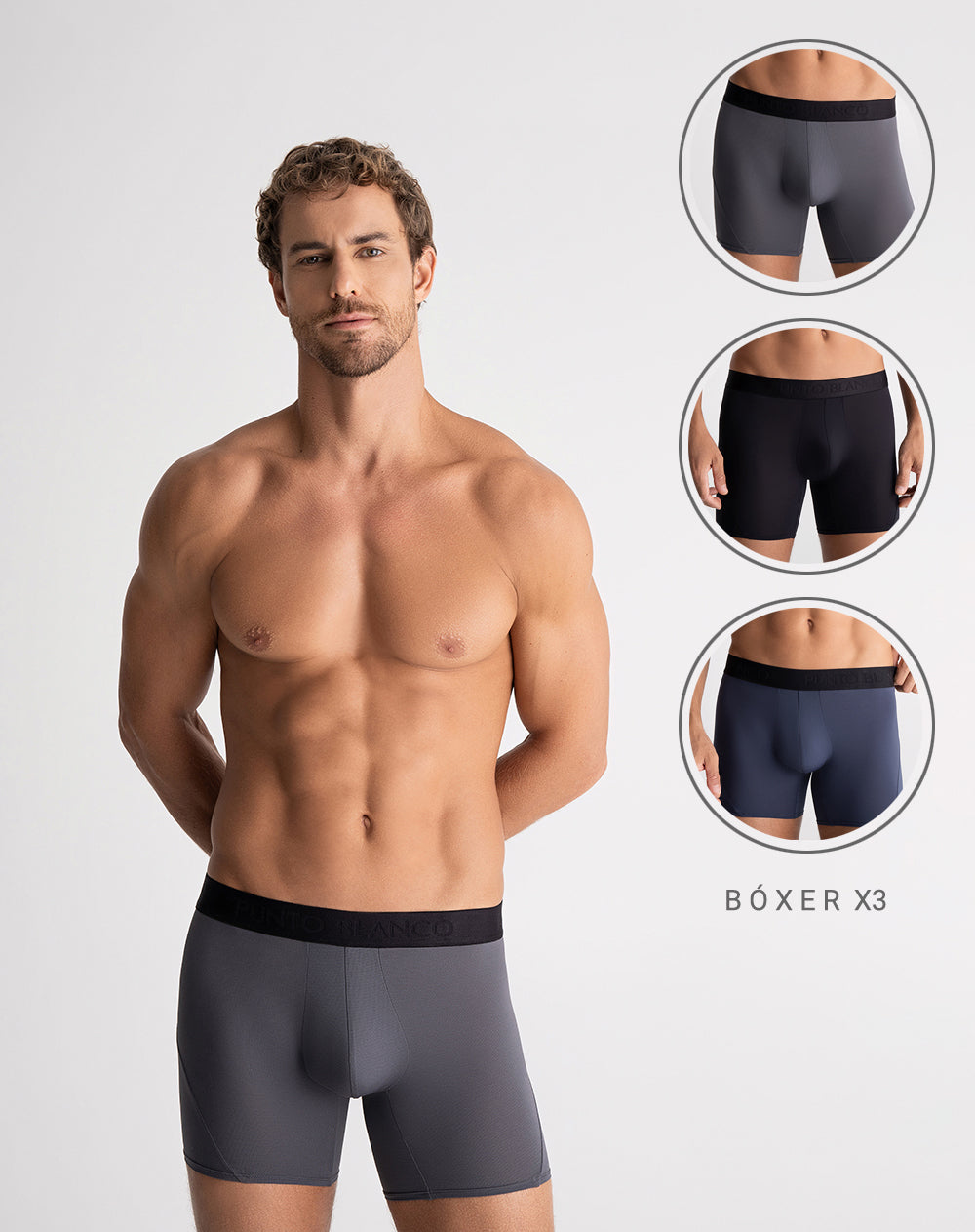 Bóxer deportivo medio microfibra x3unds surtido