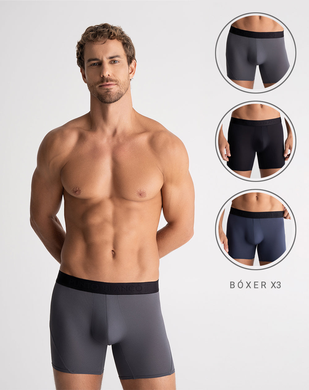 Bóxer deportivo medio microfibra x3unds surtido