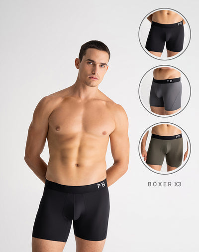 Bóxer deportivo medio microfibra x3und surtido