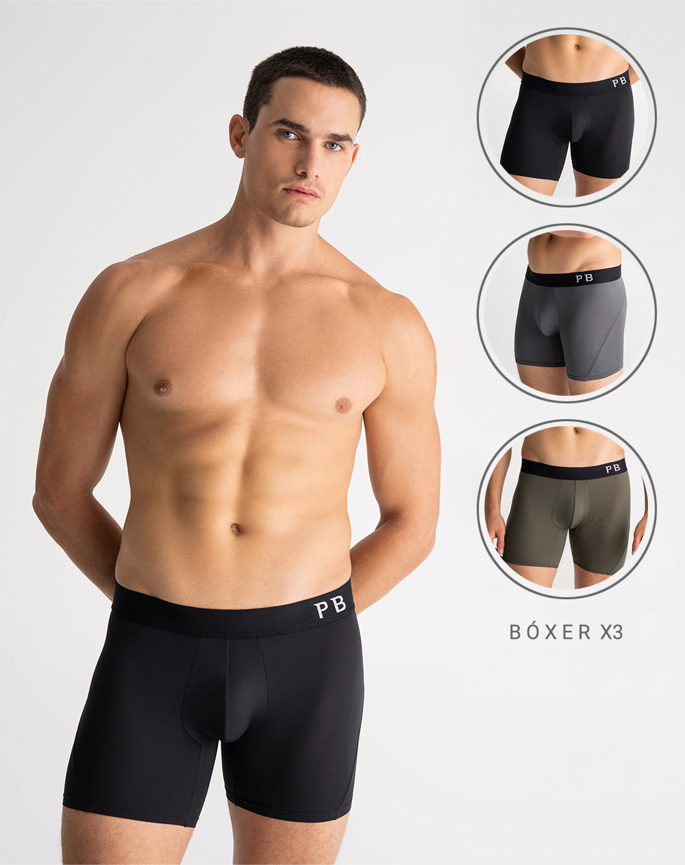 Bóxer deportivo medio microfibra x3und surtido