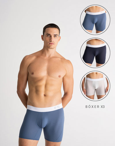 Bóxer deportivo medio microfibra x3unds surtido