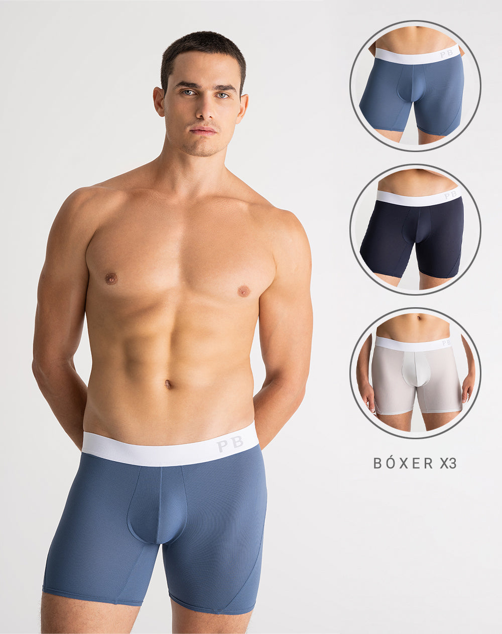 Bóxer deportivo medio microfibra x3unds surtido