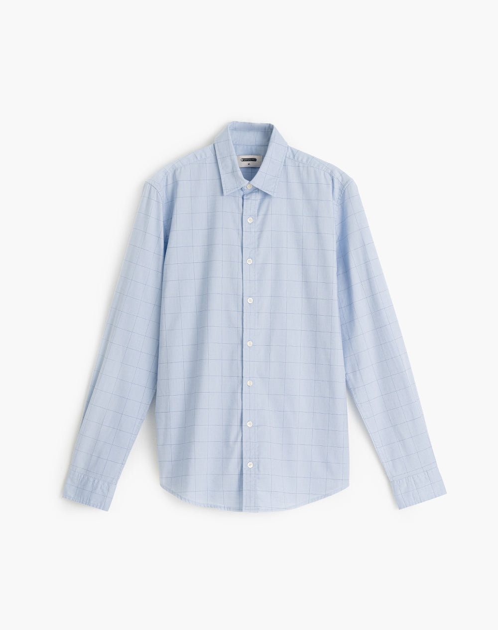 Camisa regular fit manga larga azul con cuadros