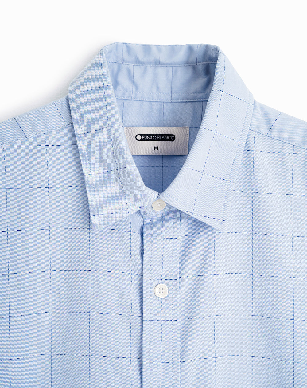 Camisa regular fit manga larga azul con cuadros