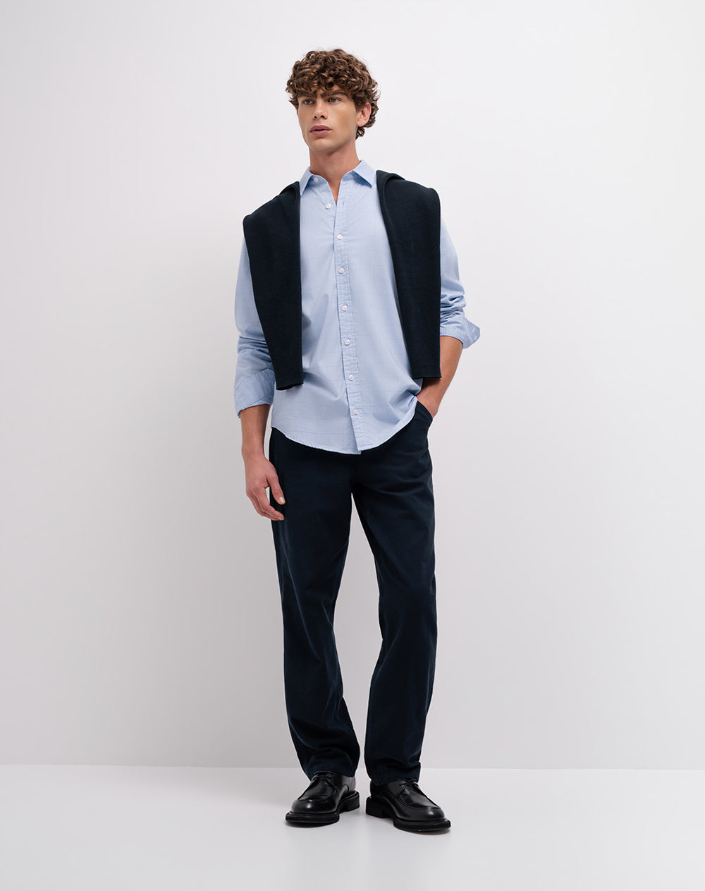 Camisa manga larga regular cuadros hombre