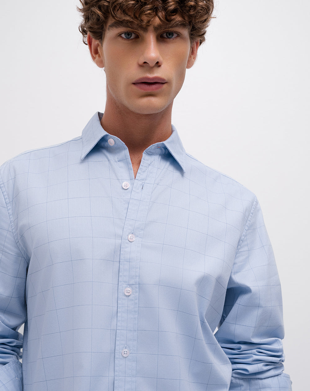 Camisa manga larga regular cuadros hombre