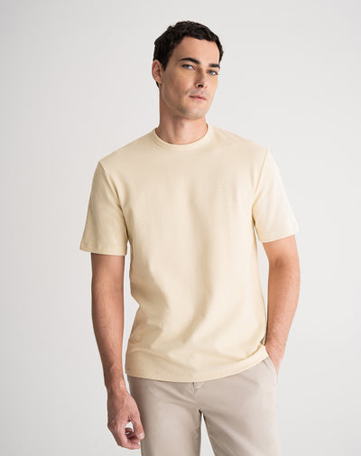 Camiseta regular algodón crema hombre
