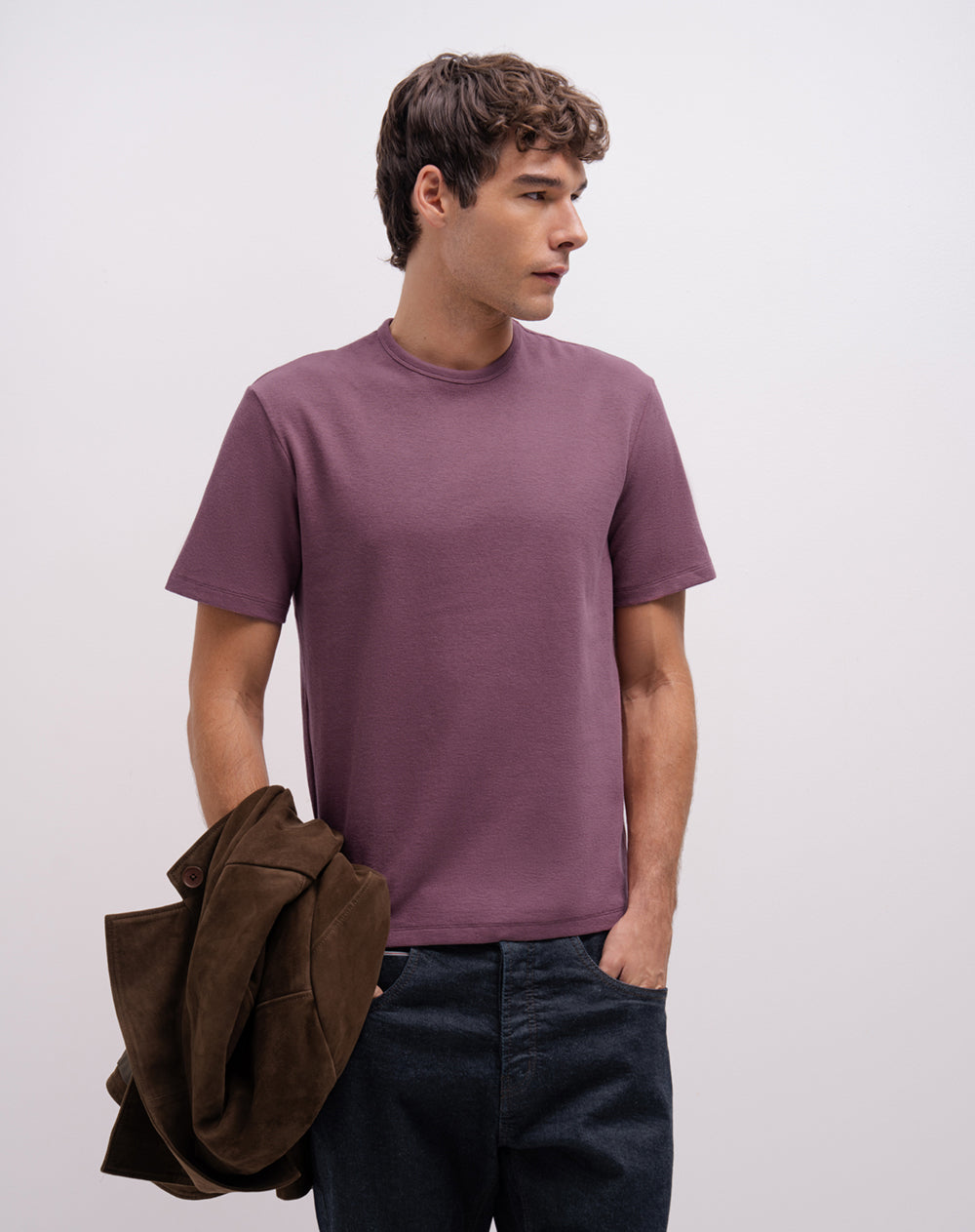 Camiseta regular algodón morada hombre