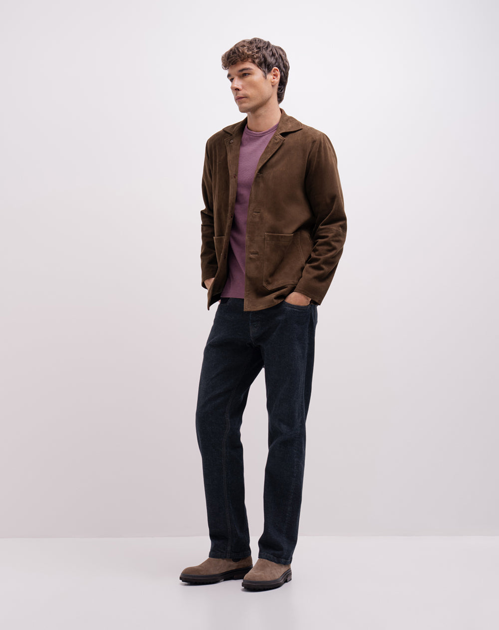 Camiseta regular algodón morada hombre