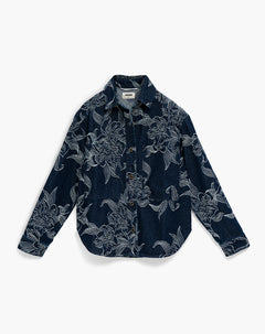 Camisa oversized fit manga larga azul indigo