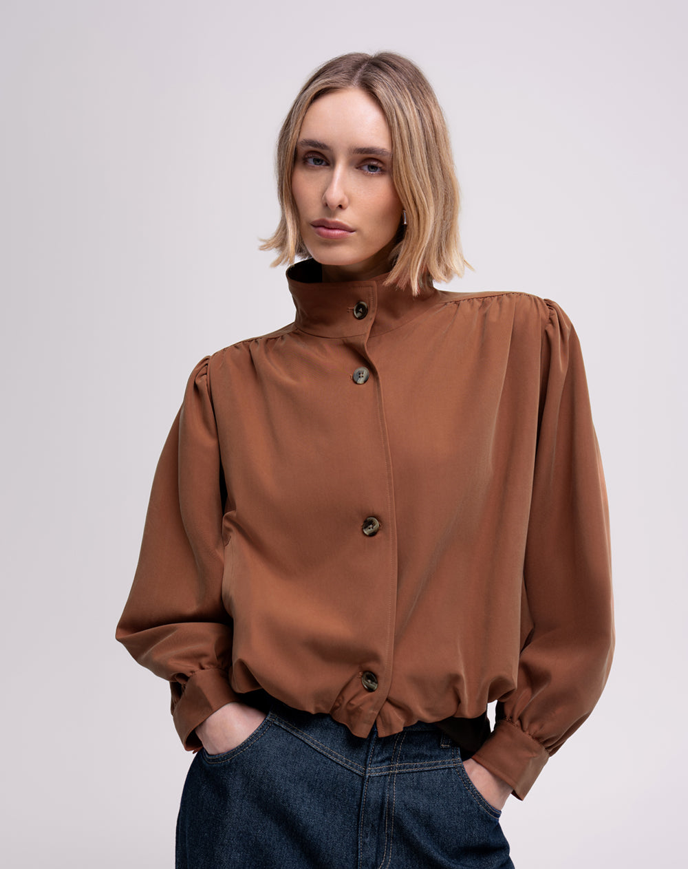 Chaqueta bomber café mujer