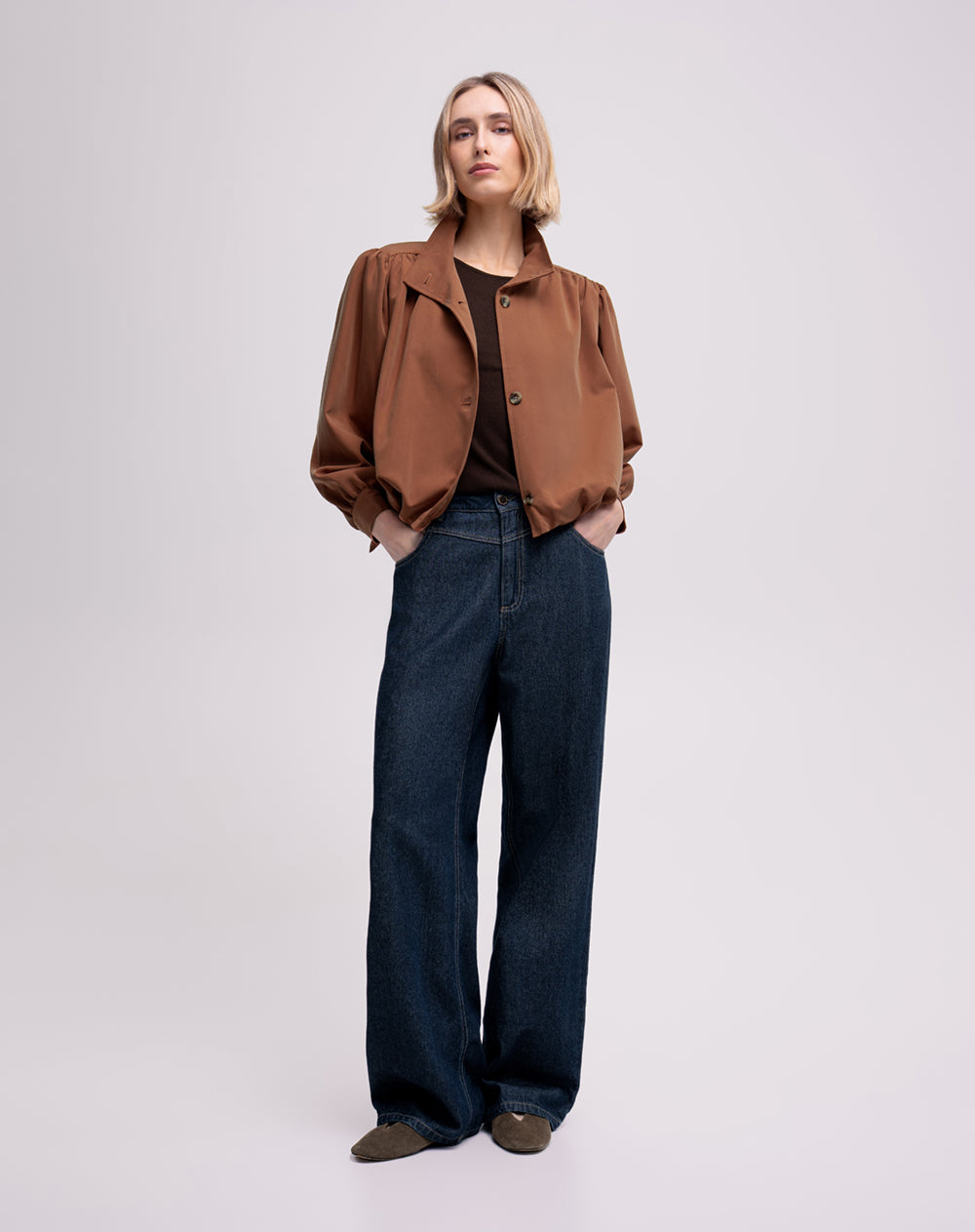 Chaqueta bomber café mujer