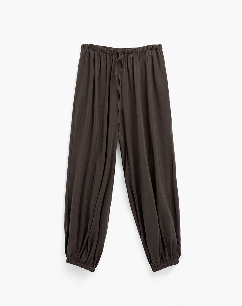 Pantalón harem tiro alto bota elástica café mujer