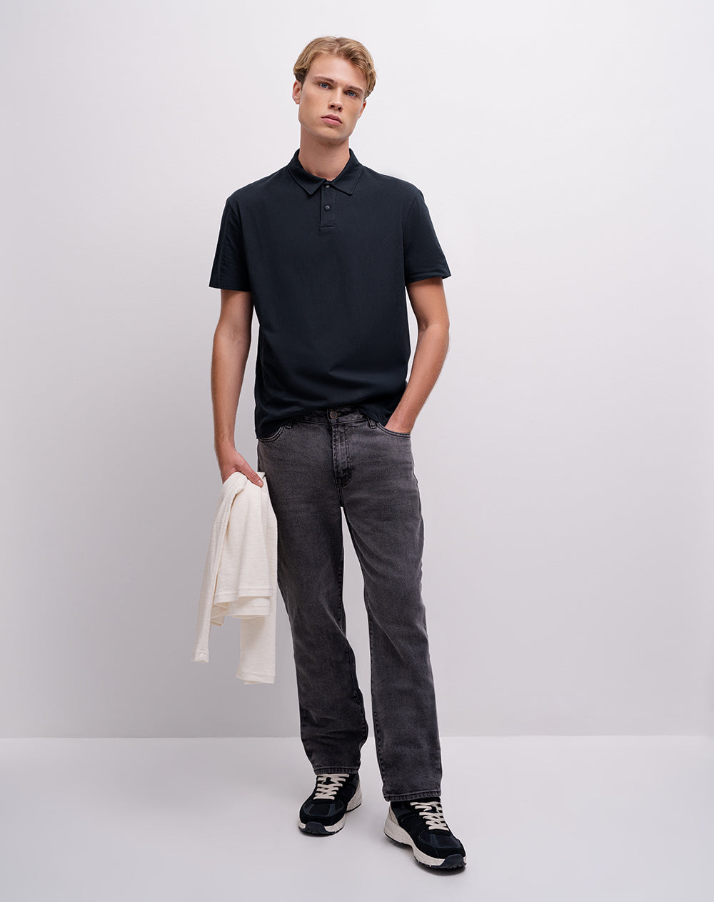 Polo regular algodón jersey azul hombre