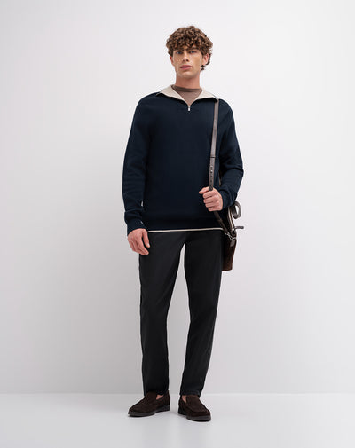 Buzo regular tejido de punto algodón azul hombre