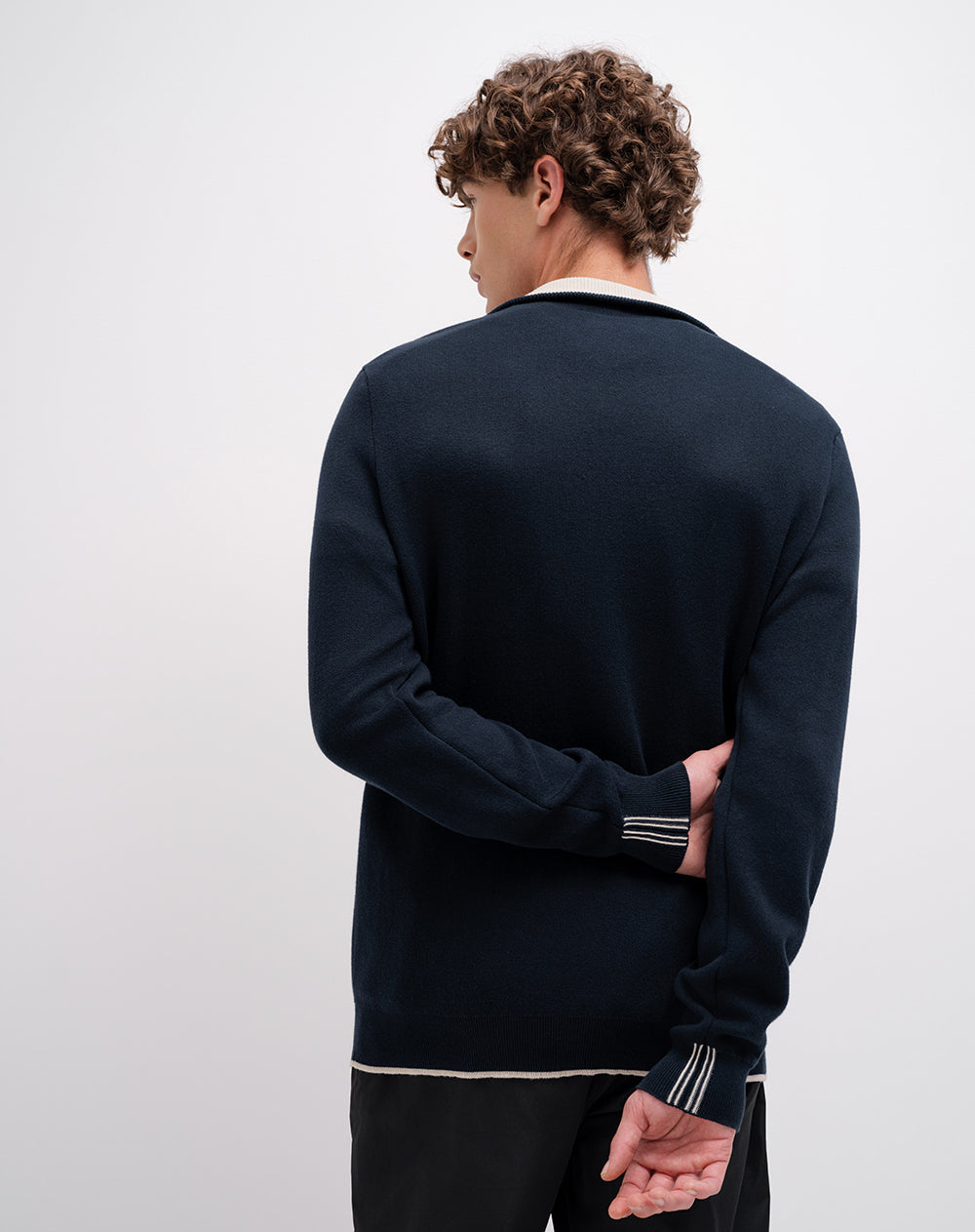 Buzo regular tejido de punto algodón azul hombre