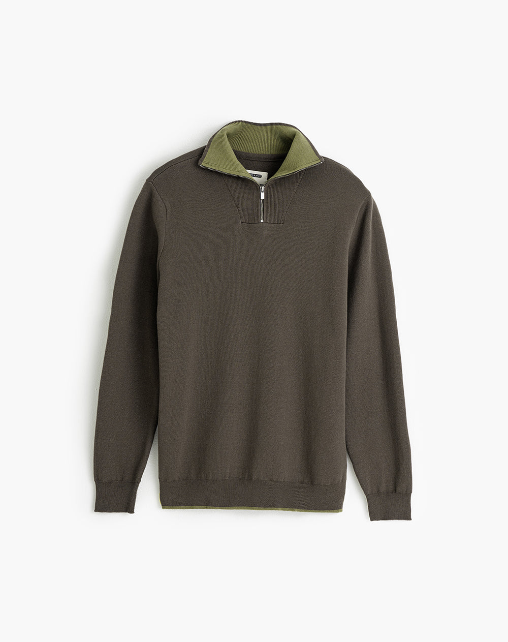 Buzo regilar tejido de punto algodón verde hombre