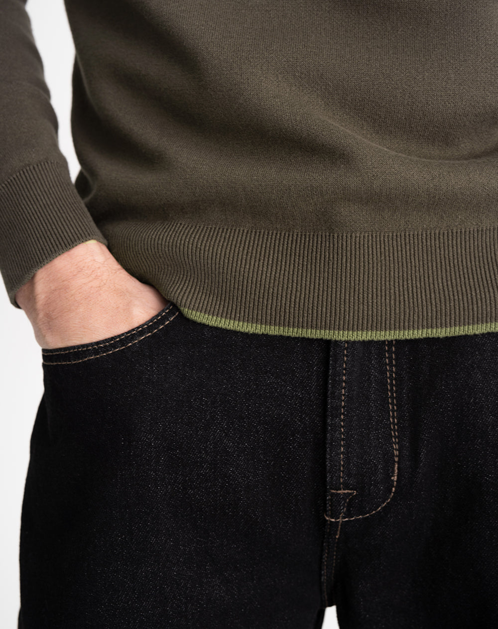 Buzo regilar tejido de punto algodón verde hombre