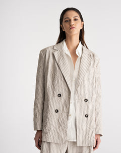 Chaqueta loose fit sin capucha habano rayas