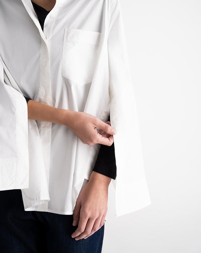 Camisa manga larga oversize perilla en costados crudo mujer