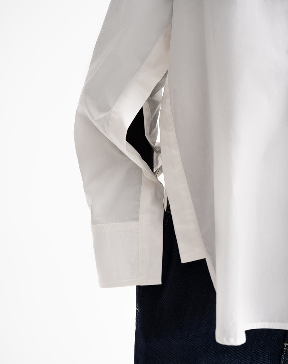 Camisa manga larga oversize perilla en costados crudo mujer