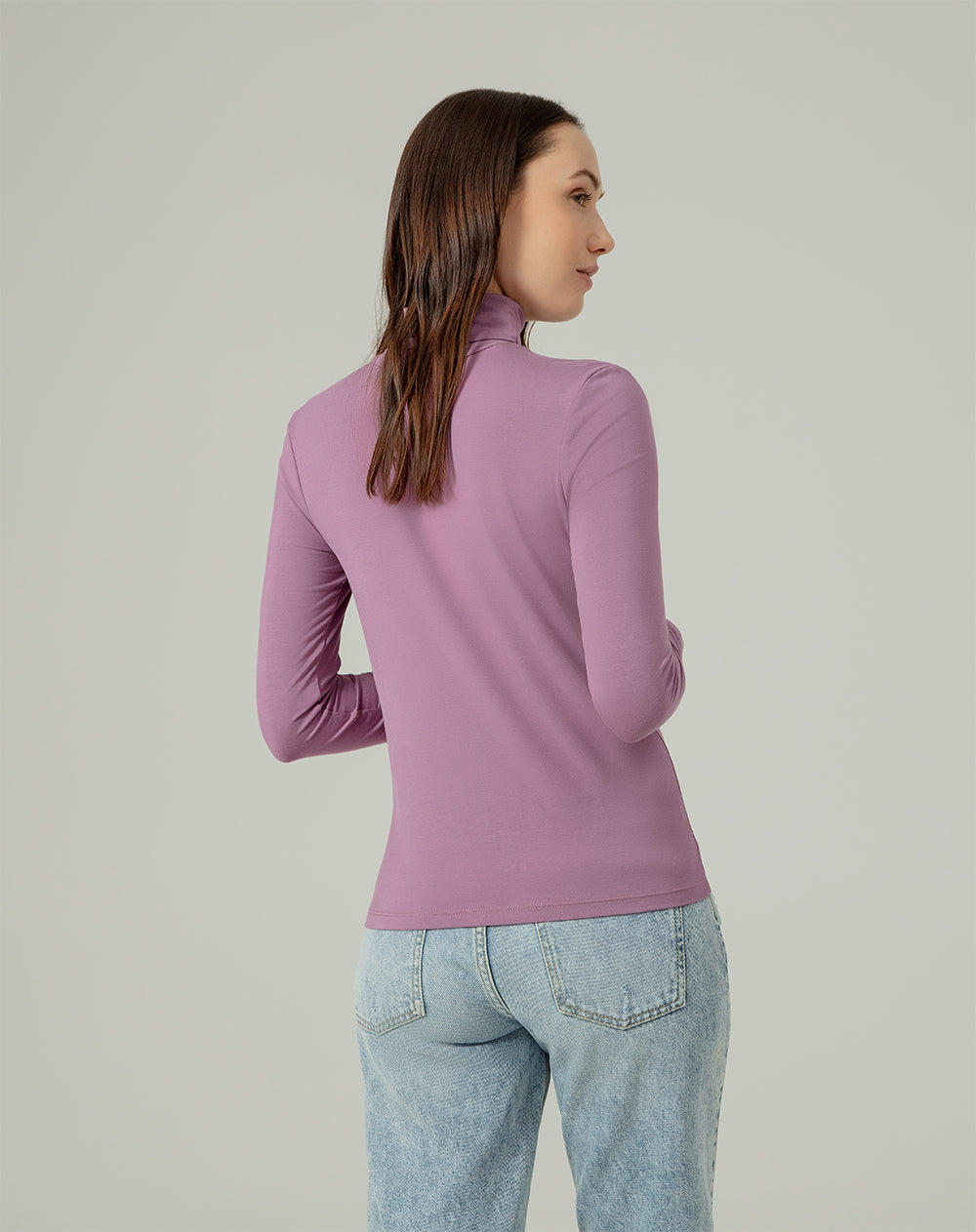 Camiseta slim fit manga larga rosada