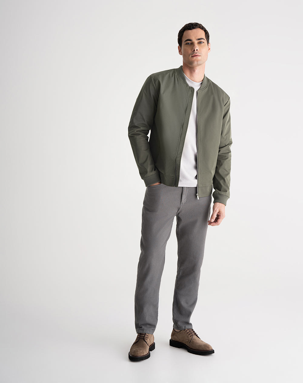 Chaqueta regular fit sin capucha verde