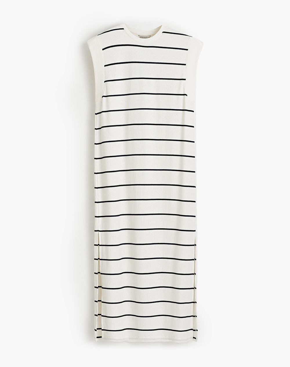 Vestido midi rib algodón rayas mujer