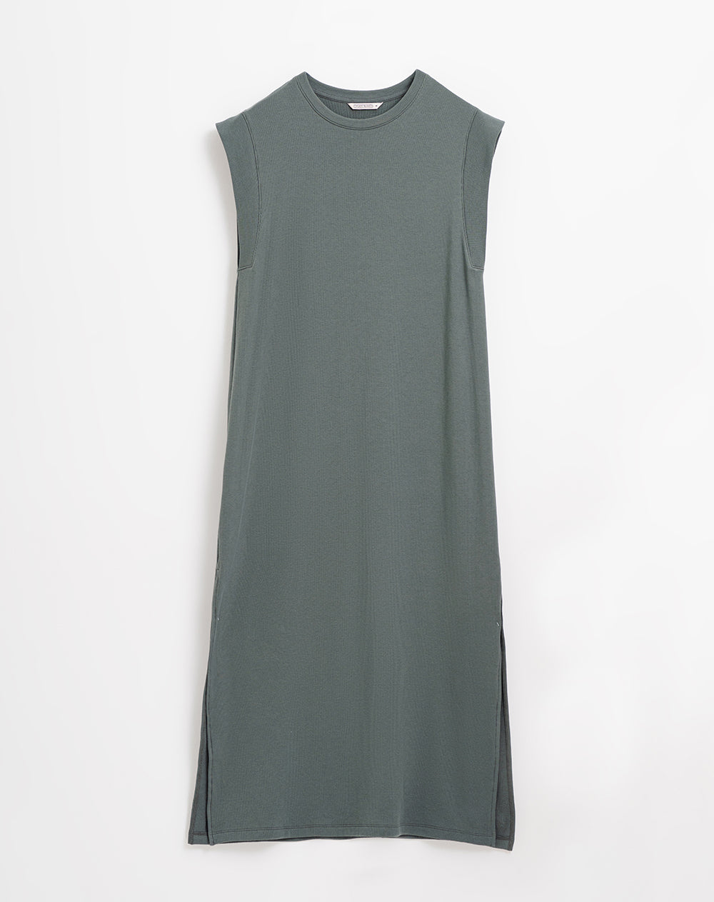Vestido midi algodón sostenible algodón sostenible aberturas laterales verde mujer