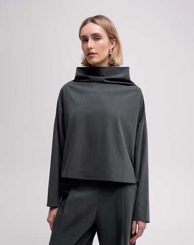Camisa oversized fit manga larga gris