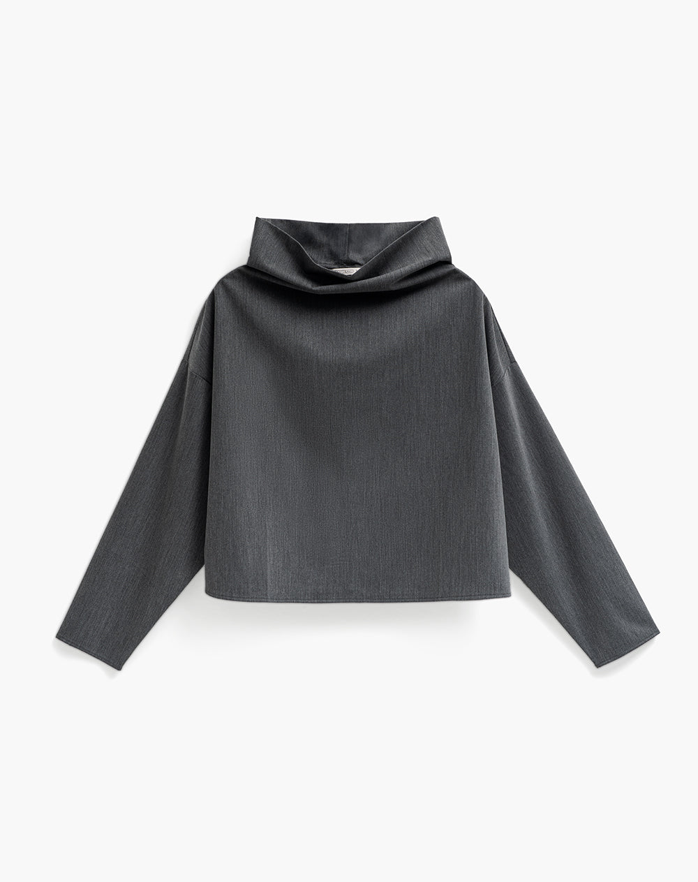 Camisa  manga larga oversize cuello alto gris mujer