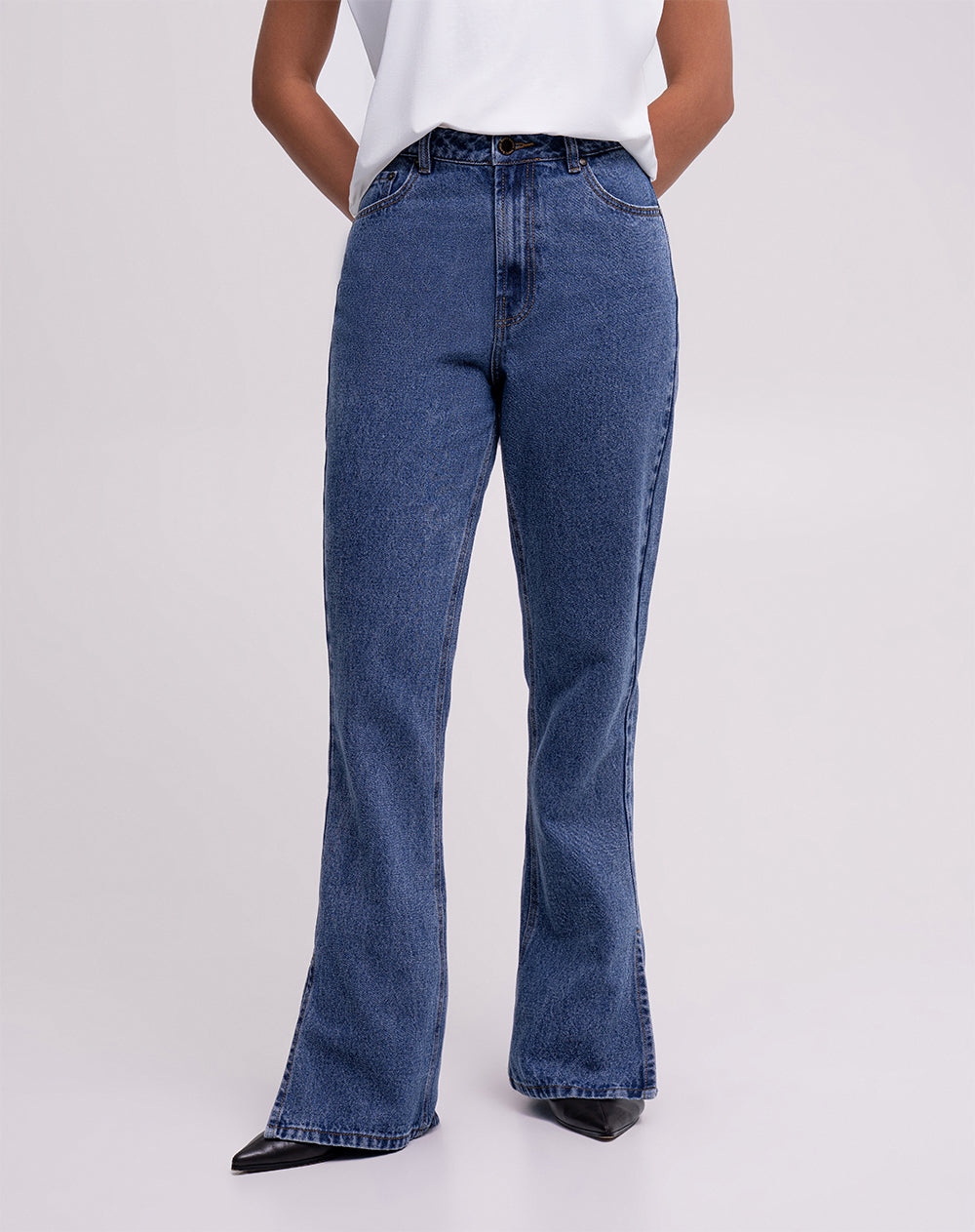 Jean straight tiro alto azul índigo mujer
