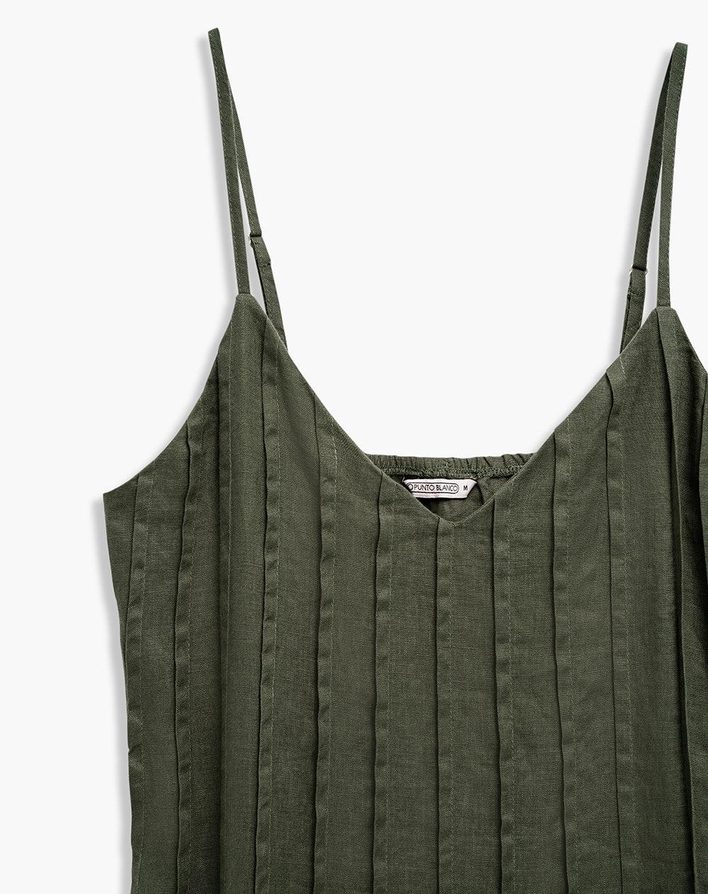 Vestido largo en lino verde mujer