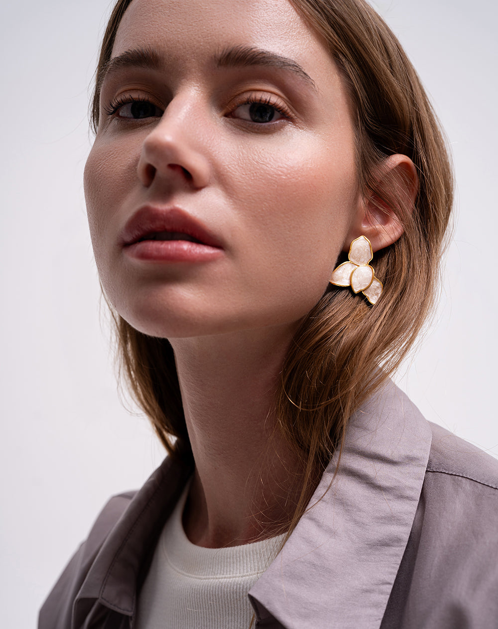 Aretes dorados acabado marmoleado