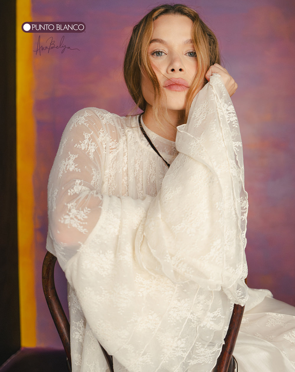 Camisa manga larga encaje con boleros Ana Beliza