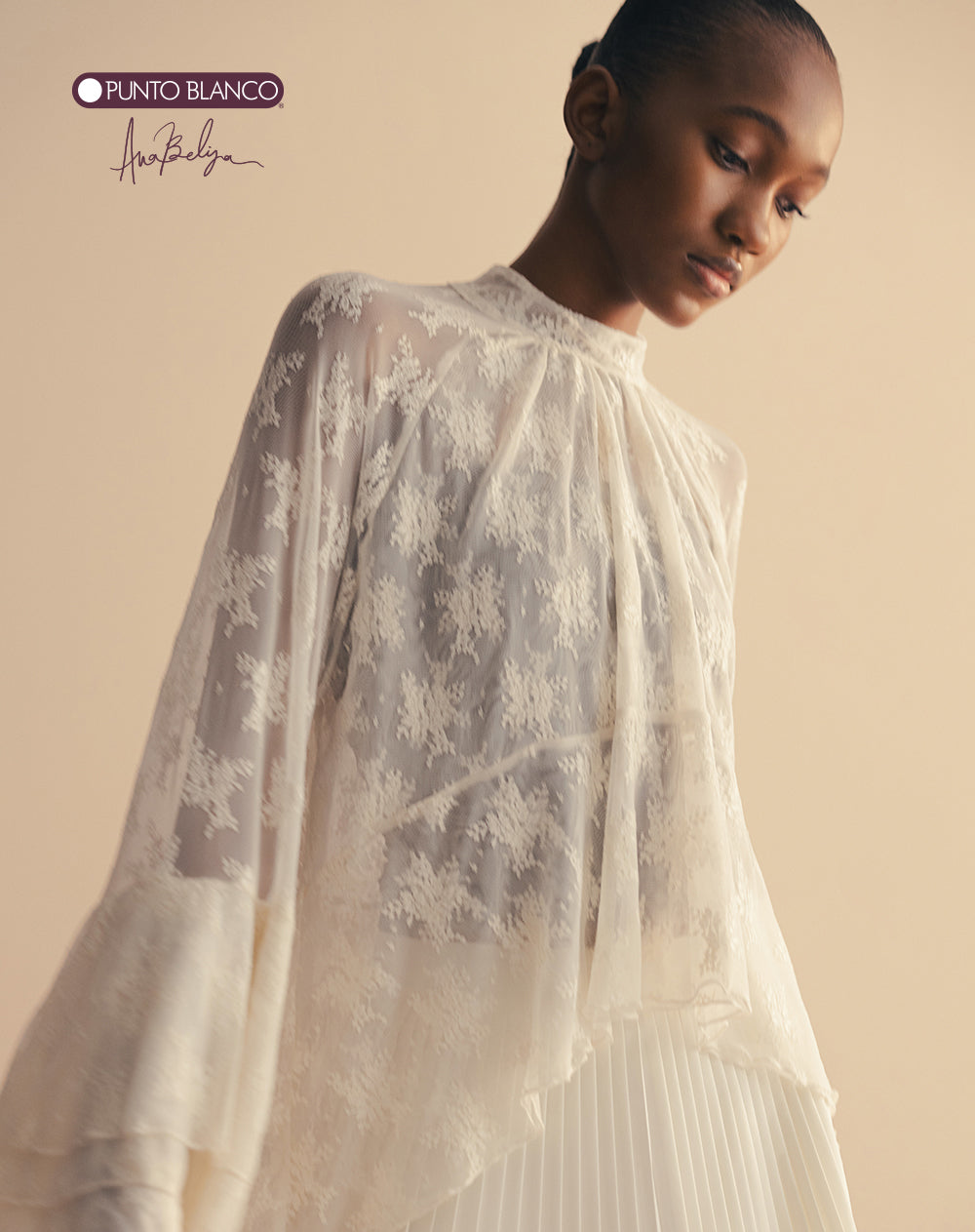 Camisa manga larga encaje con boleros Ana Beliza