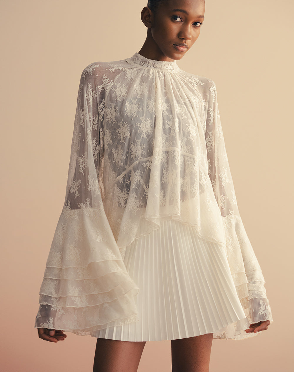 Camisa manga larga encaje con boleros Ana Beliza